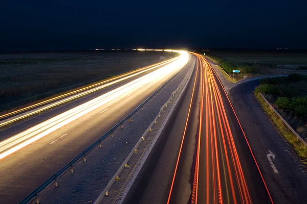 Autobahnverkehr Der Nacht Stockbild
