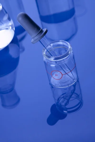 Laboratory Glassware Blue Glass — Stock Photo, Image