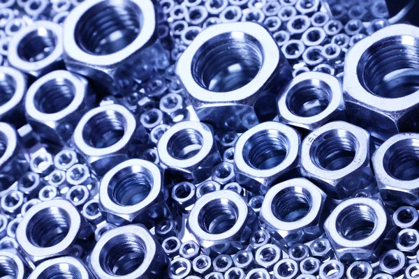 Steal Screws Nuts Mirror Background — Stock Photo, Image