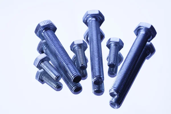 Steal Screws Nuts Mirror Background — Stock Photo, Image