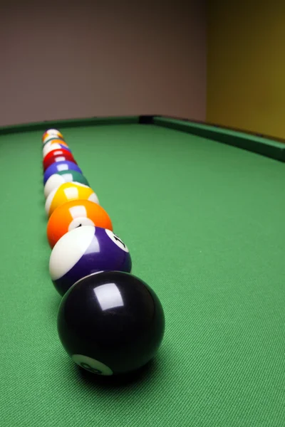 stock image Billiard time! Pool game concept on table!