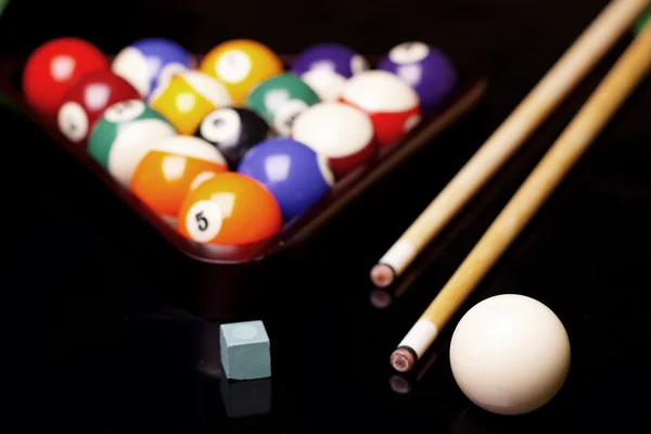 stock image Billiard time! Pool game concept on table!