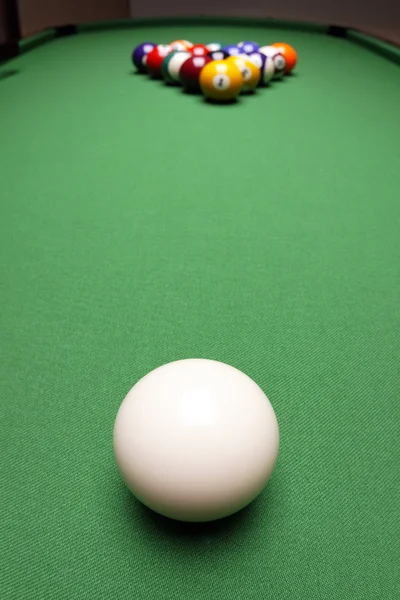 stock image Billiard time! Pool game concept on table!