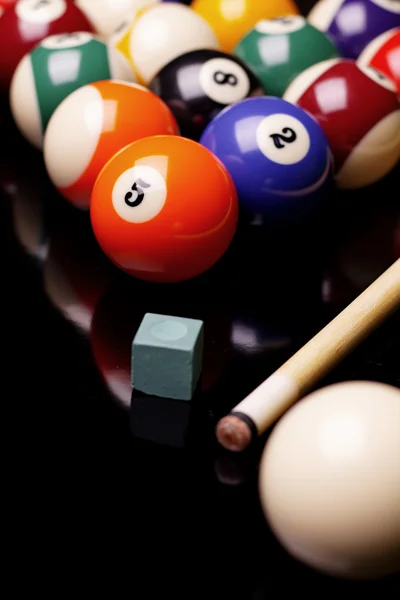 stock image Billiard time! Pool game concept on table!