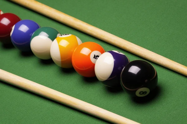 stock image Billiard time! Pool game concept on table!