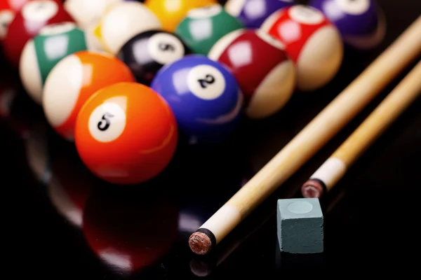 stock image Billiard time! Pool game concept on table!