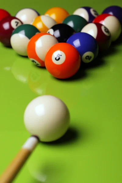 stock image Billiard time! Pool game concept on table!