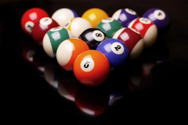 stock image Billiard time! Pool game concept on table!