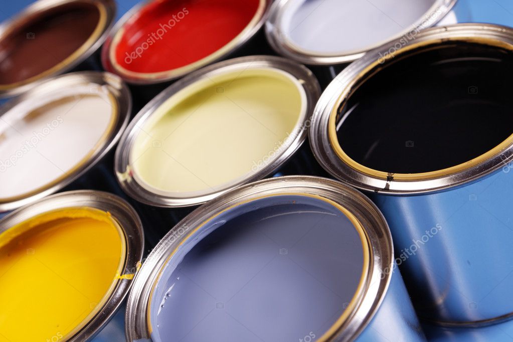 Colorful paint cans Colorful paint cans — Stock Photo © BrunoWeltmann