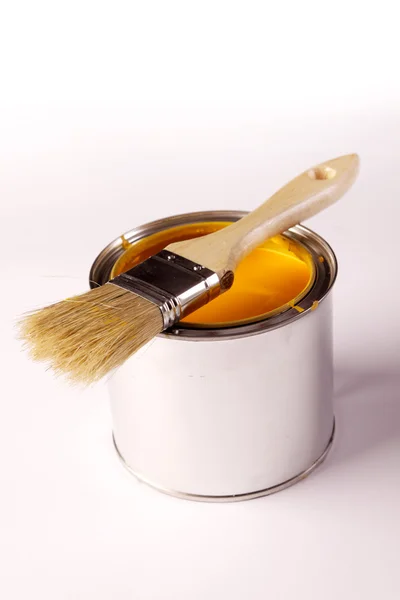Painting, paint cans, paintbrusches and more! — Stock Photo, Image
