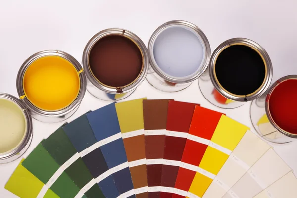 Ζωγραφική Χρώμα Κουτιά Paintbrusches Και Άλλα — Φωτογραφία Αρχείου