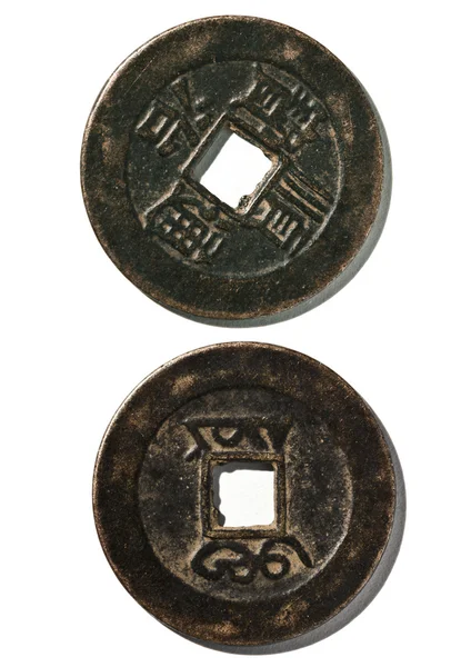 stock image The Chinese ancient coin - riches and happiness symbol