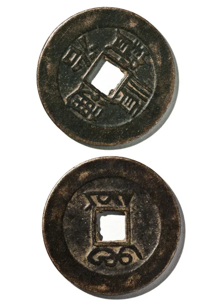 중국 고 대 동전-재 물과 행복 상징 스톡 사진