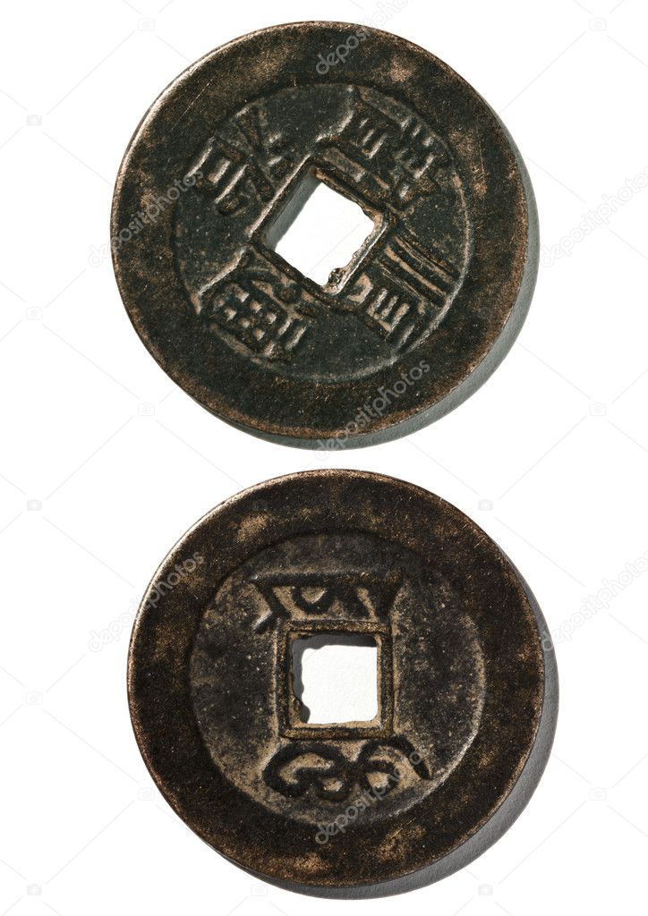 The Chinese ancient coin - riches and happiness symbol