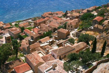 View from hill in Monemvasia, Greece clipart