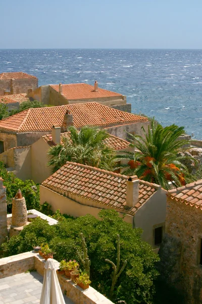 Roofs in the old town of Monemvasia, Greece — Stock Photo, Image