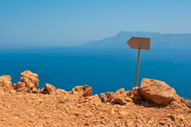 View of Mediterranean sea from island of Crete, Greece clipart