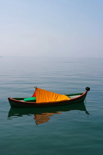 stock image Lonely boat in Aegean Sea
