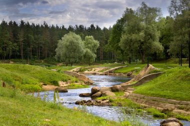 Summer park in Valmiera clipart