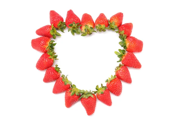 Kalp strawberies grup şeklinde — Stok fotoğraf