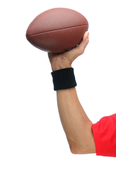 Quarterbacks arm with football — Stock Photo, Image