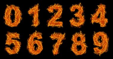 Fire numbers set clipart