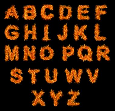 Set of Fire alphabet clipart