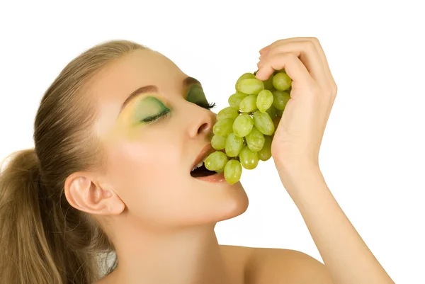 Menina com uvas — Fotografia de Stock