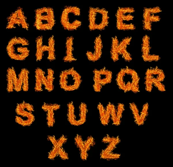 Набор огненных алфавитов — стоковое фото