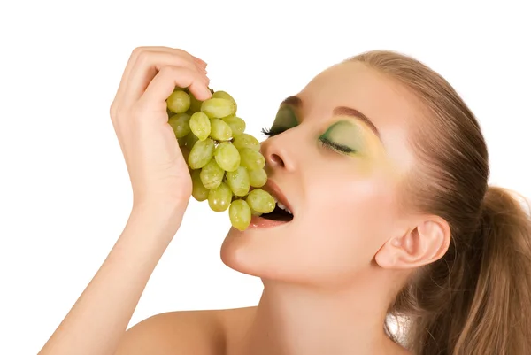 Kvinna med grape — Stockfoto