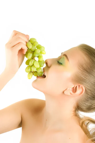 Mulher com uva — Fotografia de Stock