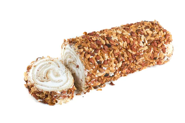 Nuts Swiss roll — Stock Photo, Image