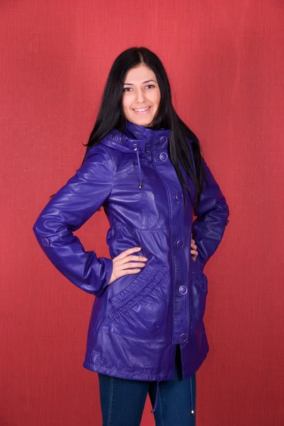 Girl at jacket — Stock Photo, Image