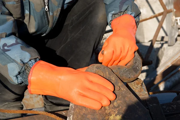 オレンジの手袋 — ストック写真