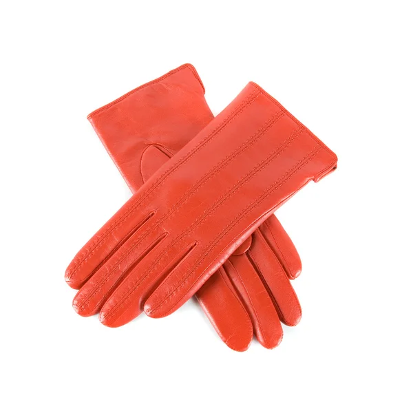 Rote Lederhandschuhe für Frauen — Stockfoto