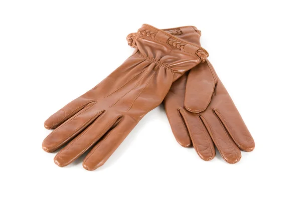 Vrouwelijke bruinleren handschoenen — Stockfoto