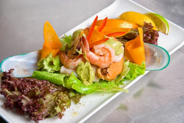 Seafood salad dish — Stock Photo, Image