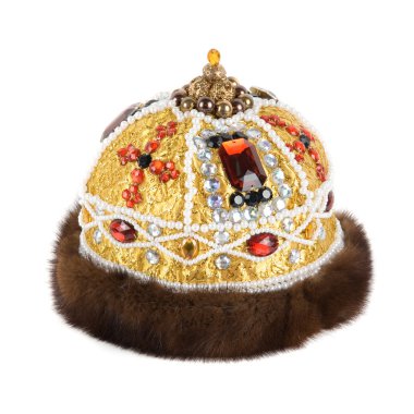Regal kings fur crown isolated on a white background clipart