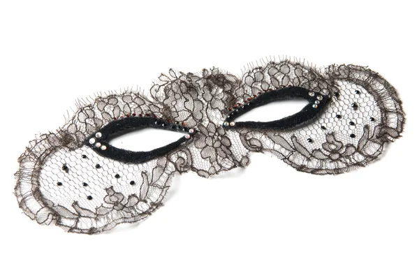 白い背景に黒の仮面舞踏会装飾的なマスク — ストック写真