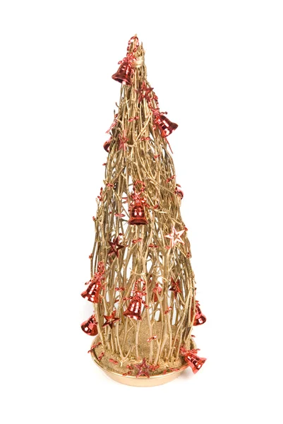 Vánoční Strom Jedle Dekorace Bílém Pozadí — Stock fotografie