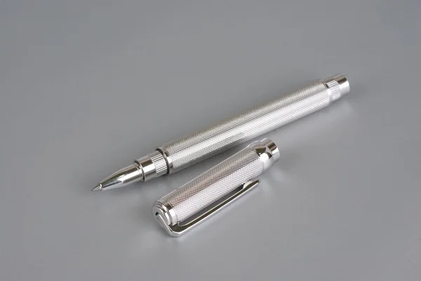 Stylish Ballpoint Pen White Gold Grey — Stock Photo, Image