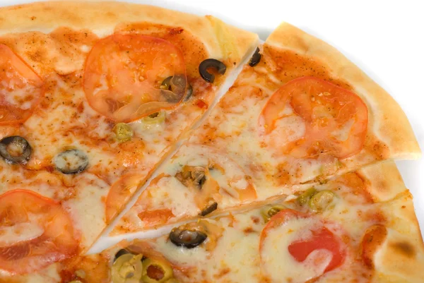 Margarites Pizza Close Van Mozzarella Tomaat Olijfolie — Stockfoto