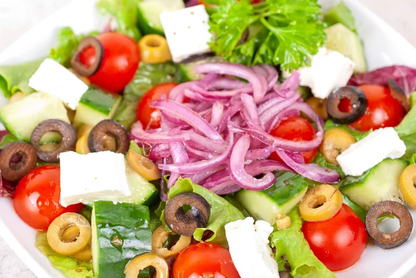 Greece Salad Plate Isolated White — Stock Photo, Image