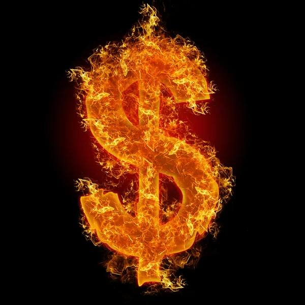 Señal de dólar fuego — Foto de Stock