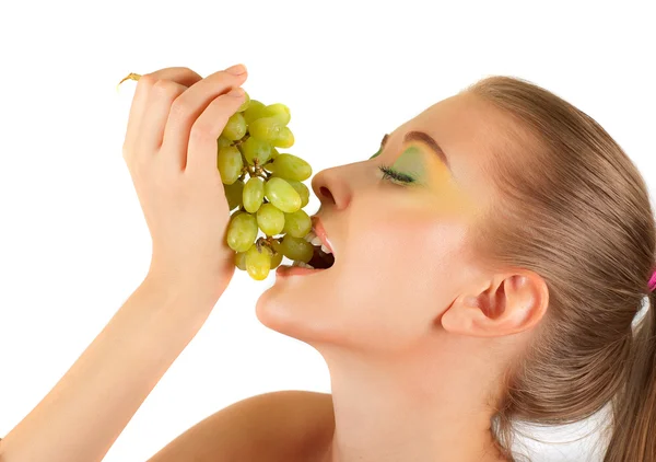 Vrouw met druivenmost — Stockfoto