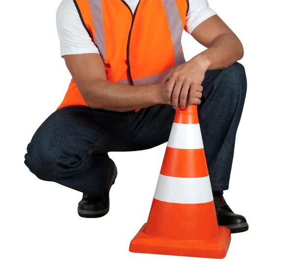 Road worker closeup — Stock Photo, Image