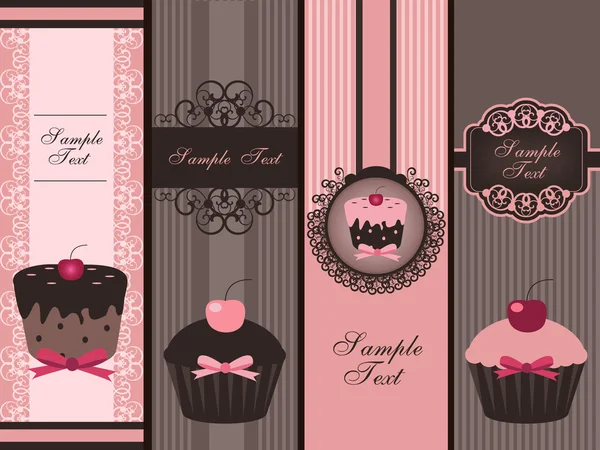 Bannières Cupcake — Image vectorielle