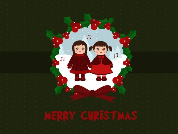 圣诞背景与女孩 — 图库矢量图片