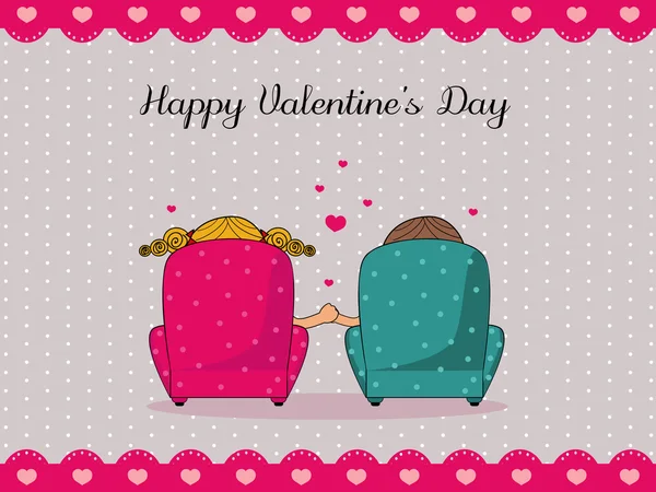 肘掛け椅子のカップルをバレンタインの日カードのベクトル イラスト — ストックベクタ