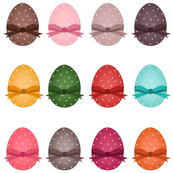 Conjunto Coloridos Huevos Pascua Punteados — Archivo Imágenes Vectoriales